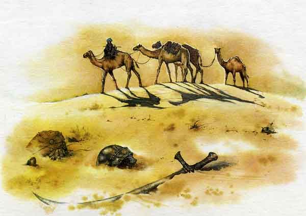 Пустыня с верблюдами