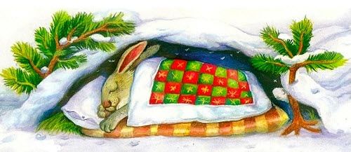 Заяц спит в берлоге