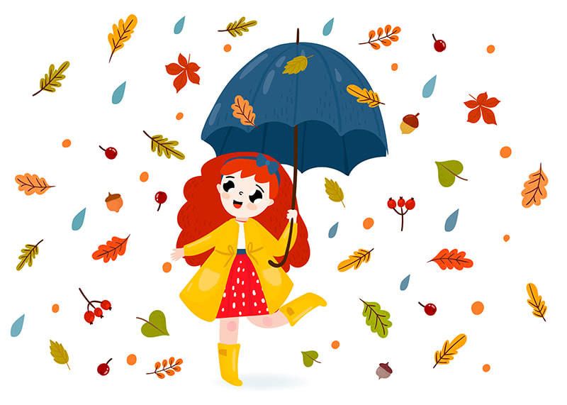 Стих Дождик, дождик, кап да кап! читать для детей онлайн из коллекции про времена года осень