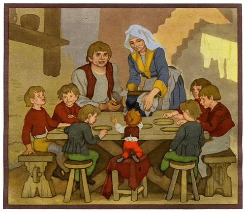 Ребятишки живо уселись за стол