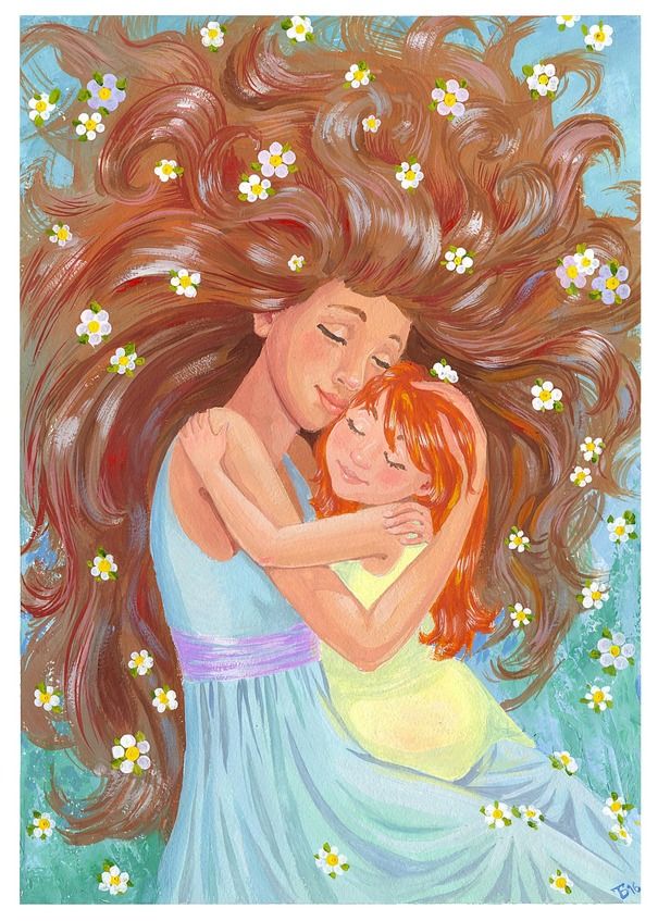 Мама обнимает дочку