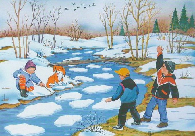 Стих Уж тает снег Алексея Плещеева из коллекции про времена года весна