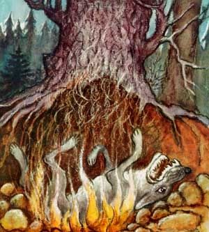 Волк прыгнул, да и ввалился в горячую яму