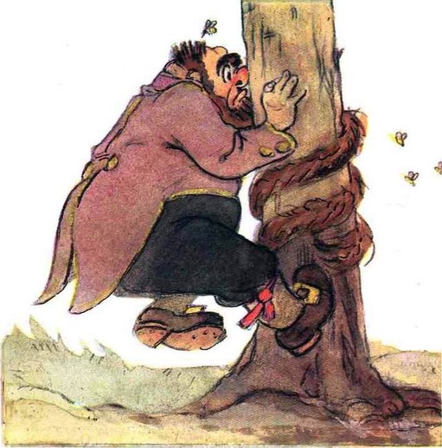 Карабас уперся носом в дерево